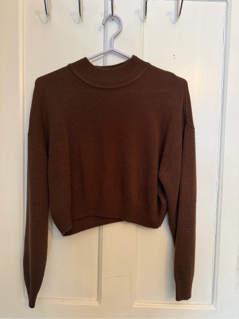 H&M Brown Mock Neck Cropped Sweater